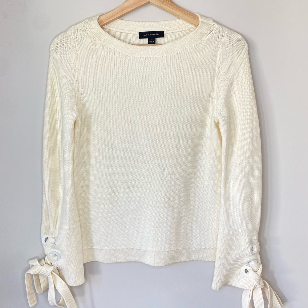 Ann Taylor Womens Cream Corset Sweater Size XS